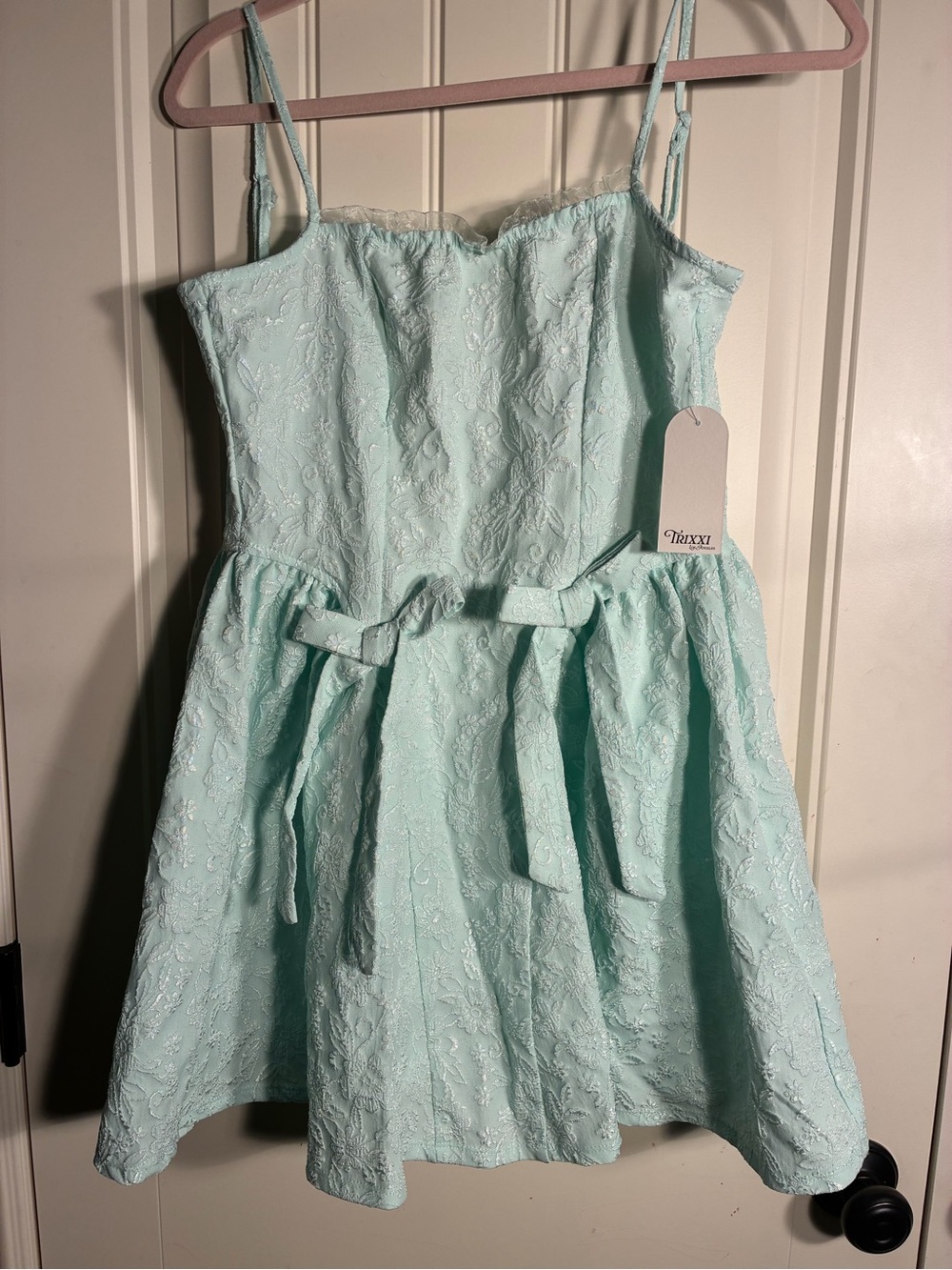 Trixxi women’s XS Light Mint Lace Party Dress with Bow